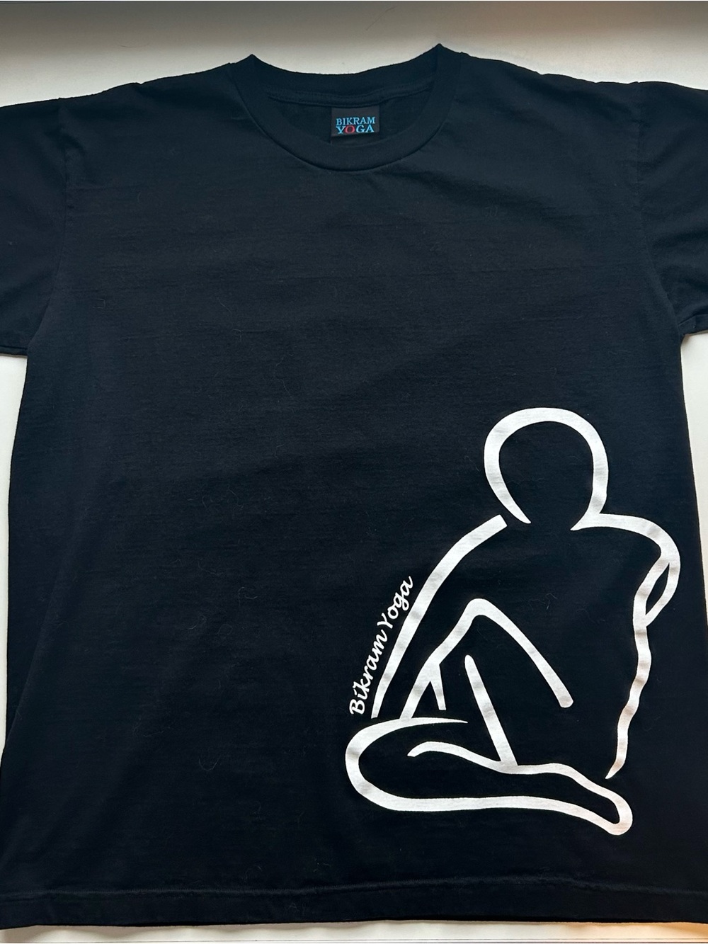 Women’s Bikram Yoga Black Short Sleeve Tee with White Graphic